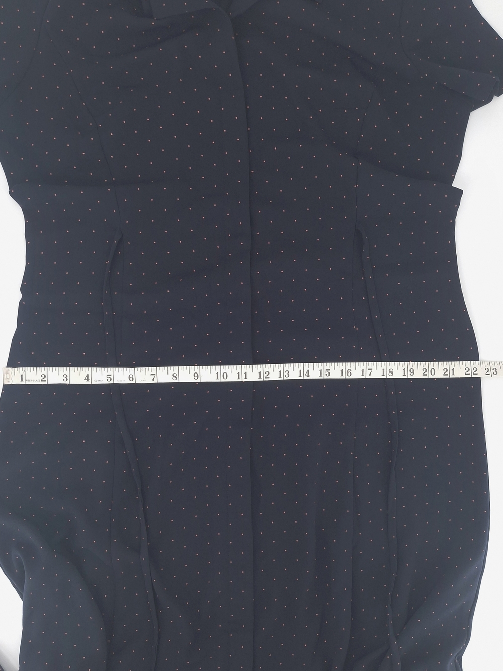 ✨Vintage 90s Norton McNaughton Navy Polka Dot Midi Shirt Dress✨ - Picture 15 of 16